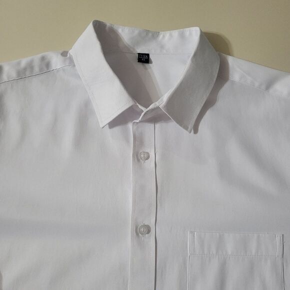 Zeroyaa Men's White Button-Down Cotton-blend Dress Shirt - Picture 9 of 14